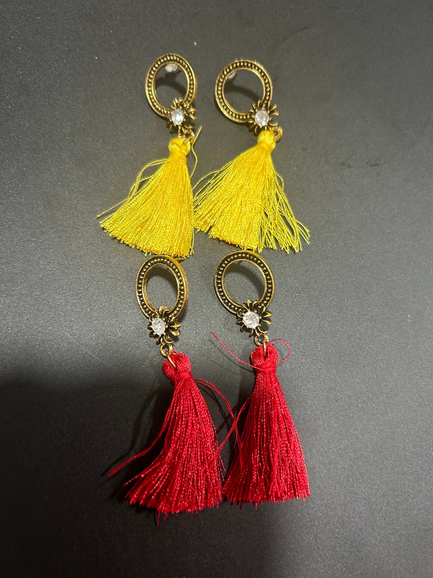 Gold Circle Fringe Earrings