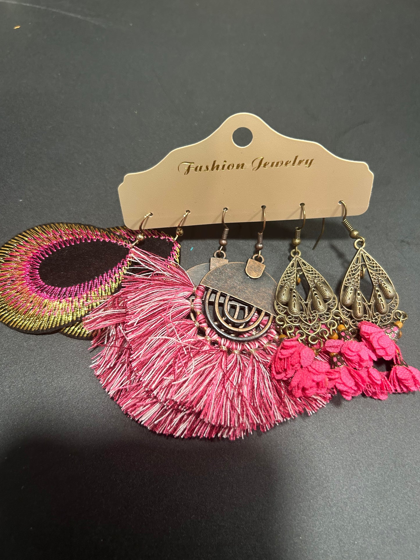 3pc Pink Earring Set