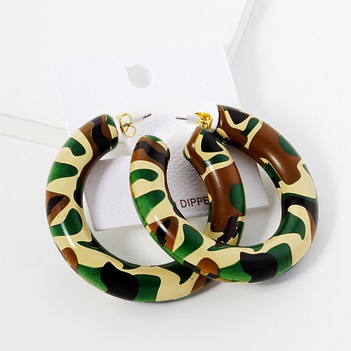 Medium Camo Hoop Earrings