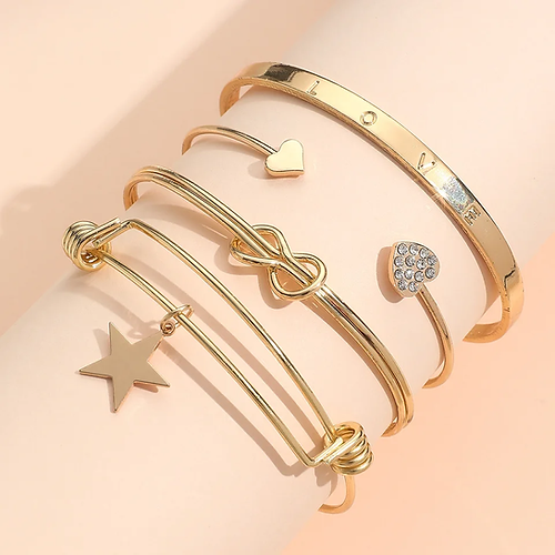 4pc Gold Bangle Stack